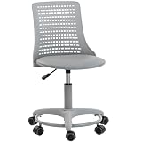 HOMCOM Silla de Escritorio sin Brazos Giratoria con Respaldo Hueco Gris