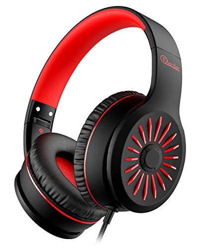 ELECDER i45 Kids Headphones Wired, On-Ear Headphones for School Teens, Red