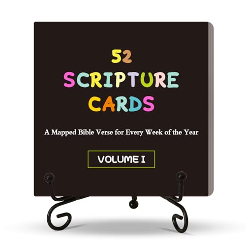 eageus 52 Scripture Cards with Display Stand A Mapped Bible Verse for Every Week of The Year Christian Mindset Cards for Bible Study Inspirational Gift for Men Women Friends