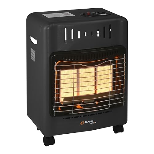 SANAUVULCAN 18,000 BTU Propane Heater for Garages, Construction sites and yards, Propane Garage Heater Quiet with Gas Regulator and Hose, Heating Area Up to 450 sq. Ft(Black)