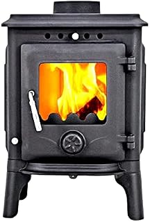 The York -100% Cast Iron Wood Burning Stove - Controllable Air Vents-Fast Delivery, Black, S