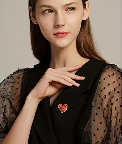 Image of Cute CZ Heart Brooch Pin for Women Teen Girls Elegant Crystal Rhinestone Hearts Lapel Pins Dance Party Wedding Jewelry Dress Suit Clothes Accessorie for Her Wife Daughter Birthday