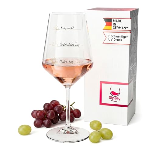 Sipply Weinglas mit Spruch Frag nicht Schlechter Tag Guter Tag 0 5l Glas lustig für Spritz Getränke Cocktails Sekt Schorle Bowle oder Saft