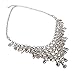 Fashion Silver Tone Chain White Rhinestone Bunch Pendant Bib Statement Necklace