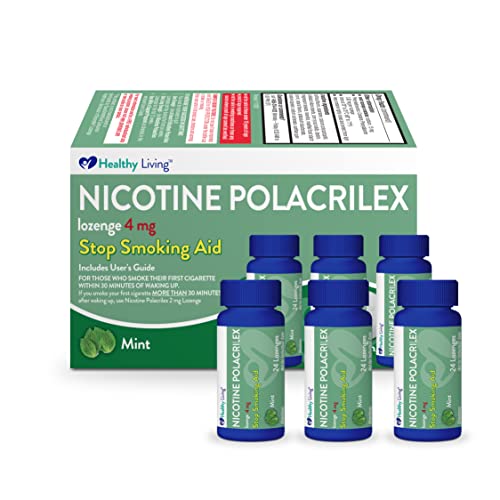 Healthy Living Nicotine Polacrilex Lozenge Stop Smoking Aid 4 mg Mint Flavor 144 Count