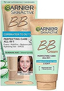 NEW & IMPROVED Garnier Oil-Free Perfecting All-in-1 BB Cream, Shade Light, Tinted Moisturiser SPF25, Mattifies Skin & Evens Complexion, With Hyaluronic Acid, Aloe & Mineral Pigments, 50ml