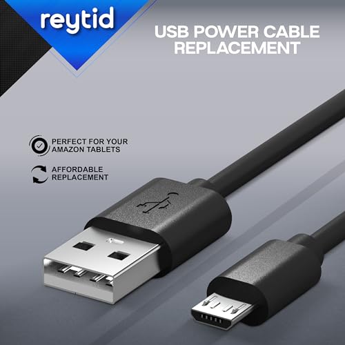 REYTID USB Power Cable for Amazon Kindle, Kindle Fire, Fire HD Tablets - Replacement Charging Micro Lead Power (Old Micro USB)
