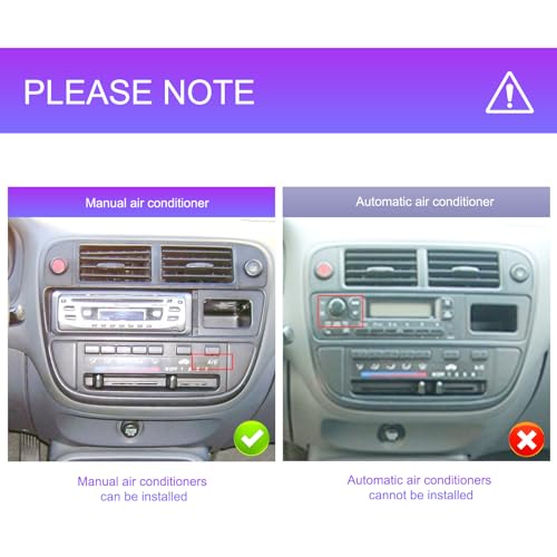 Rádio automotivo 8 Core 2G + 64G para Honda Civic 1996-2001 com CarPlay sem fio/Android Auto, podofo