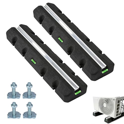 EXLECO 2 Silent Blocs pour Antivibratoires Pompe à Chaleur 600mm avec Niveau à Bulle, Console de sol pour Climatiseur Exterieure, Support en Caoutchouc pour...