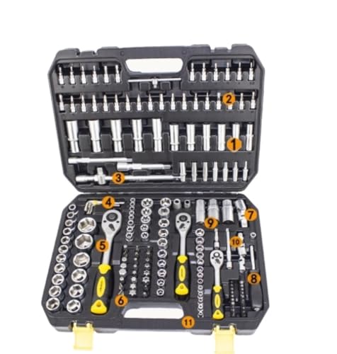 GTOULHH Herramienta Mecanica Juego De Utensilio Doméstico, Kit De Herramientas Manuales Generales De 178 Piezas con Caja De Almacenamiento para Reparación De Automóviles Motocicletas