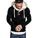 Maiyifu-GJ Men's Solid Color Sport Fleece Hoodie Casual Long Sleeve Henley Sweatshirt Slim Hooded Pullover with Kanga Pocket (Black,XX-Large)