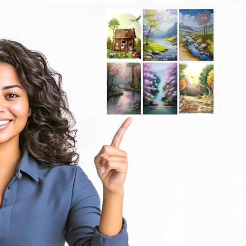 Image of SiddArtify Charming Farm Animals - Peaceful Landscapes Art Print Set - Set of 2-4x6 Inch - Board (Pack of 6) - Sticker (Pack of 6) Wall Room Decoration art Poster Prints