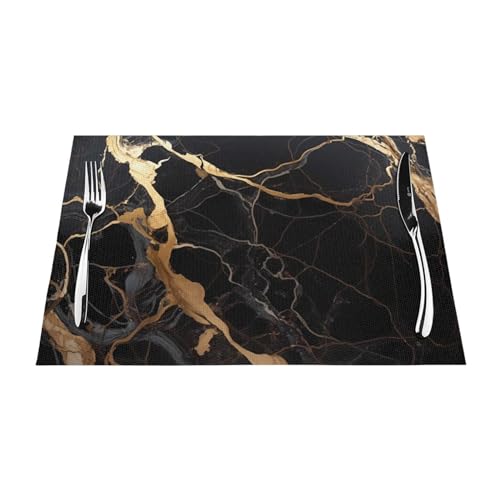 Sets de table antidérapants en PVC marbre noir pour table de cuisine design - 5