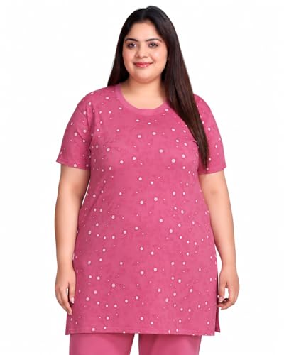 Image of In Love Women's All-Over Printed Cotton Plus Size Longline T-Shirt with Pockets