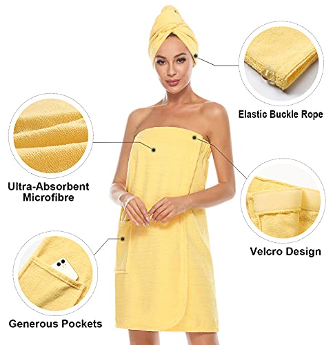 Image of Orrpally Women Shower Wrap Robe Bath Wrap Towel Spa Body Wrap Adjustable Closure Bathrobe