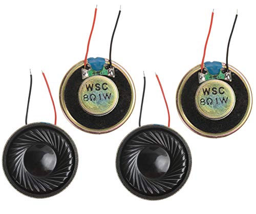 YXQ 1W 8 Ohm Micro Internal Speaker Loudspeaker 32mm Dia Round Metal Shell with Wire (4Pcs)