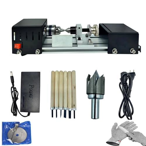 Upgrard Mini Lathe Machine Tool DIY Woodworking Wood lathe Milling machine Grinding Polishing Beads Drill Rotary Tool Set adjustable tail stock