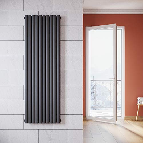 ELEGANT Design Paneelheizkörper Röhren 1800 x 590 mm Anthrazit Doppellagig Badheizkörper Mittelanschluss Vertikal Röhren Heizkörper-9