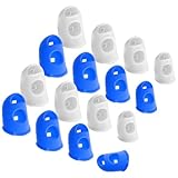 16 Pcs Thimbles for Hand Embroidery, Thumb Protectors 4 Size Silicone Thimble Fingertip Grips Rubber Pads Cover Breathable Pads Cover for Paper Sorting Money Counting Sewing Guitar Playing