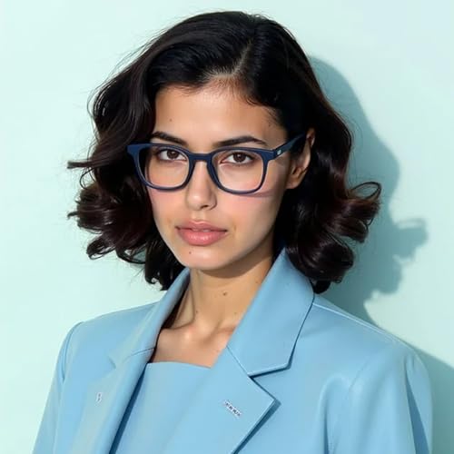Image of HUSTLR Lenskart Switch | Zero Power Bluecut & Anti-Glare Computer Glasses with Sun Clip-Ons | Two in one glasses | Navy - Blue Full Rim Square | Unisex | Large | LH E17771-W