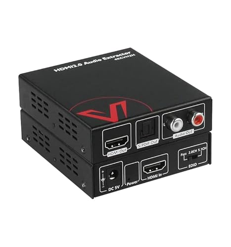 HDMI Audio Extractor Converter, 4K@60Hz Video to Toslink SPDIF + RCA(L/R) Stereo Analog Out, EDID Management, HDR10, HDCP 2.2, 18Gbps Bandwidth, AV Access HDMI 2.0 Audio Splitter