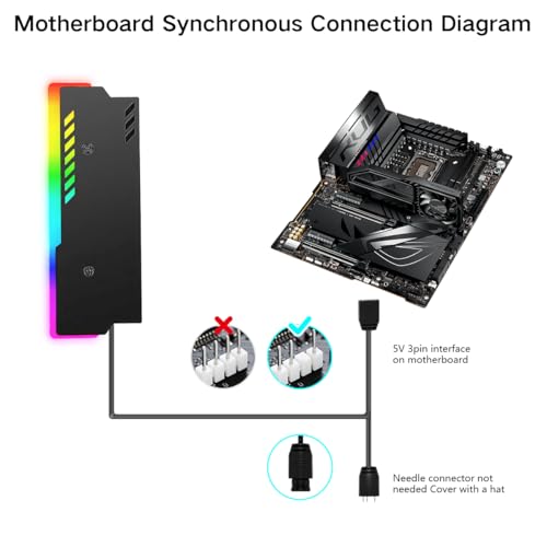 Image of ZORBES Desktop RAM Heatsink ARGB Aluminum Alloy Memory Heat Spreader 5V 3-Pin Addressable RGB, Motherboard Sync RAM Cooler for DDR4 /DDR5 Gaming PC Builds, 14x8x1.5cm