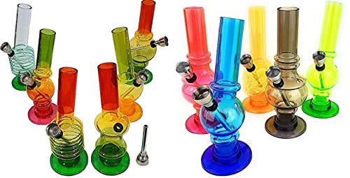 Copper Top - 1 unids acrílico Mini agua Bong 6 pulgadas 6 pulgadas Rasta/Clear Smoking Pipe Hookah plástico surtido multicolor estilo desmontable y fácil de limpiar