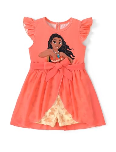Image of Disney Princess Frozen Elsa Minnie Mouse Stitch Toddler Girl Romper With Skirt Overlay Summer Jumpsuit with Bow 2-6 Years