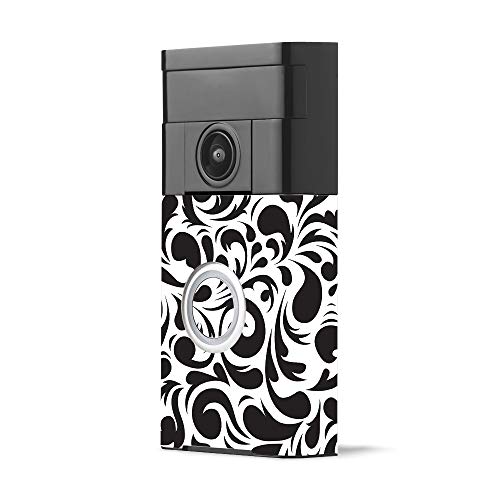 MightySkins Skin Compatible with Ring Video Doorbell - Swirly Black | Protective, Durable