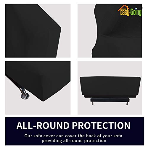 Image of Easy-Going Fleece Stretch Sofa Slipcover Spandex Anti-Slip Soft Couch Sofa Cover, Armless Washable Furniture Protector with Elastic Bottom for Kids, Pets(Futon, Black)