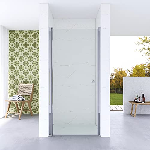 Duschtür Glas in Nische 90 cm breit Verstellbereich 90-93,5 cm Nischentür rahmenlose Pendeltür Schwingtür Drehtür barrierefreie Dusche innen und außen öffnen Ebenerdige Montage