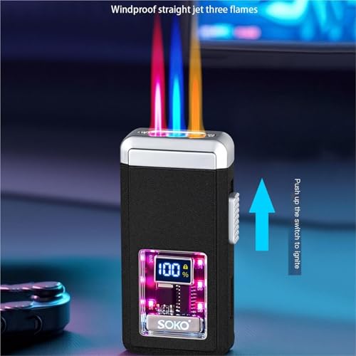 Encendedor de butano recargable que soluciona el viento con su potente llama ajustable de metal 7