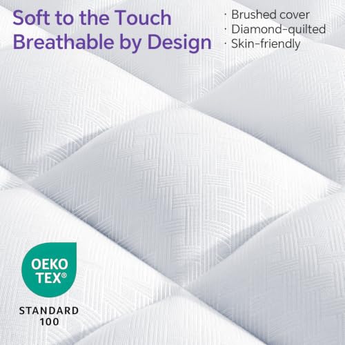 Image of ChiXpace Twin Mattress Topper, Viscose Derived from Bamboo, Soft Pillow Top | Cushioned Support, Breathable Mesh Sides, Memory Foam Blend Fill, Softens Firm Twin Beds, Teen Bedrooms, Guest Rooms, Rentals