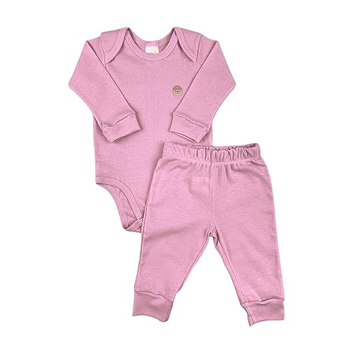 Kit 3 Conjuntos Bebê Malha Canelada Menina (P)