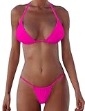 XUNYU Thong Bikini Sets for Women - Brazilian Micro String Bikinis Sexy Two Piece Swimsuit Triangle Top Halter Bathing Suits