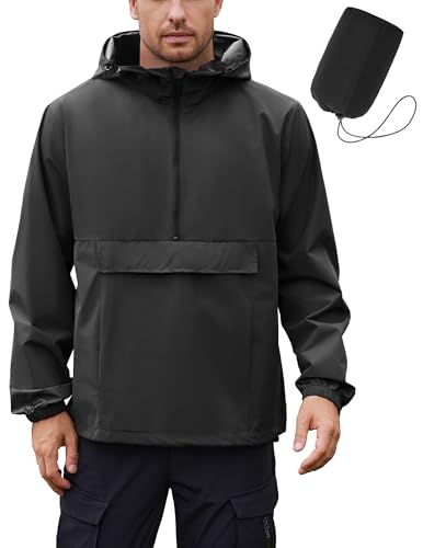 COOFANDY Men's Rain Jacket Waterproof Lightweight Packable Raincoat Pullover Windbreaker With Hood For Hiking Running