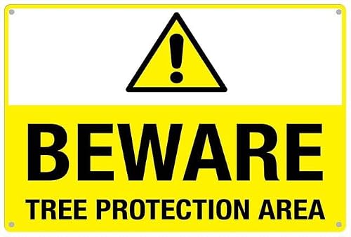 peiyeety Beware Tree Protection Area Aluminum Tin Sign for Home Kitchen Wall Decor 12X8Inch
