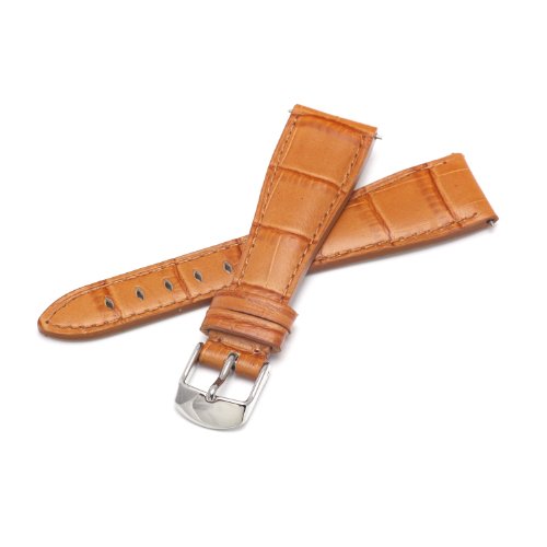 イタリア製 腕時計ベルト G.P.F. Made in Italy ペル ガガ -SZG- ライトブラウン 20mm アリゲーター型押し ガガミラノタイプ 全13色 【ワンタッチで付け替え可能】 替えバンド交換工具付き
