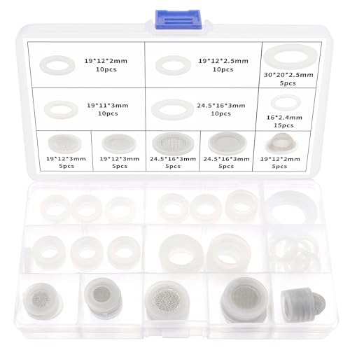 YIXISI 85 PCS Screen Washers Kit, Filter Mesh Washer, Seal O Ring with Mesh Hose Gasket, for 1/2 3/4 Inch Water Faucet Shower Connector