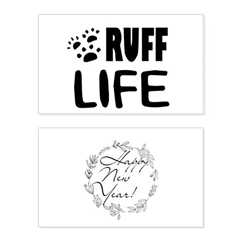 Tarjeta de Año Nuevo «Ruff Life» en inglés para felicitar las fiestas a los amantes de los perros