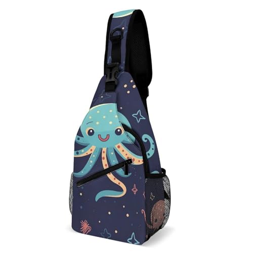 Mochila tipo cruzada para senderismo con diseño de pulpo
