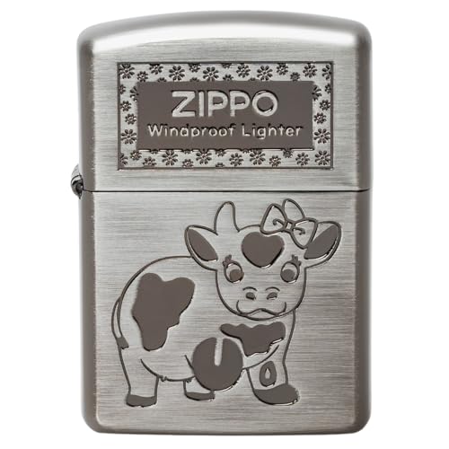 Encendedor Zippo Oil Armor Cow Silver Black miniatura 1