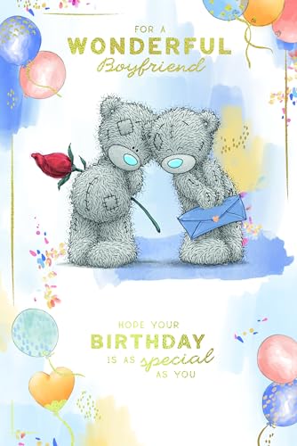 Me To You Tatty Teddy Wonderful Boyfriend Luxury Gold Foil Birthday Card 6 X 9 Inches - Official Collection