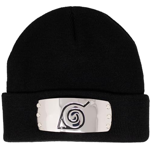 Ripple Junction Naruto Shippuden Metal Plate Adult Beanie Winter Hat Black