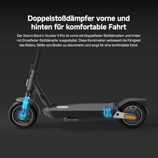 Xiaomi 5 Pro E-Scooter mit Straßenzulassung (max. 20km/h, bis zu 60km Reichweite & 22% Steigung, Federung vorne, 10" Luftreifen, Blinker, Dual-Bremssystem, Traktionskontroll-System, App)