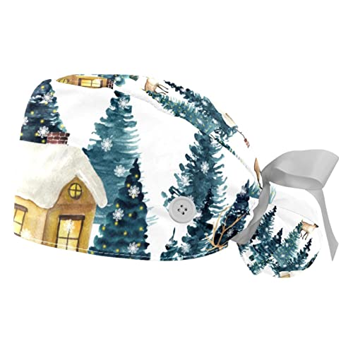 Chapeaux de travail pour hommes paysage de Noël casquettes ajustables JDEZ