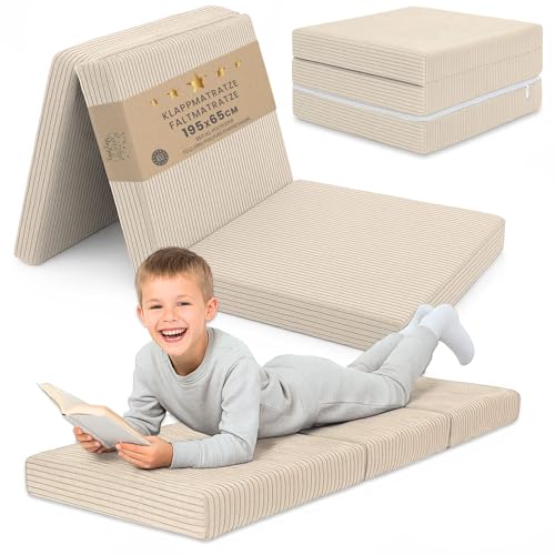 Klappmatratze Kinder Faltmatratze 65x195 cm - Faltbare Matratze Gästematratze Bodenmatratze Kinderzimmer klappbare Schlafmatratze Foldable Mattress Reisematratze faltbar 65 x 195 Beige Klappmatratze Kinder Faltmatratze 65x195 cm - Faltbare Matratze Gästematratze Bodenmatratze Kinderzimmer klappbare Schlafmatratze Foldable Mattress Reisematratze faltbar 65 x 195 Beige