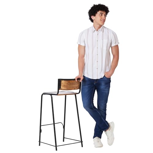 Image of Spykar Men's Regular Fit N /A Half Sleeve Striped Casual Shirts