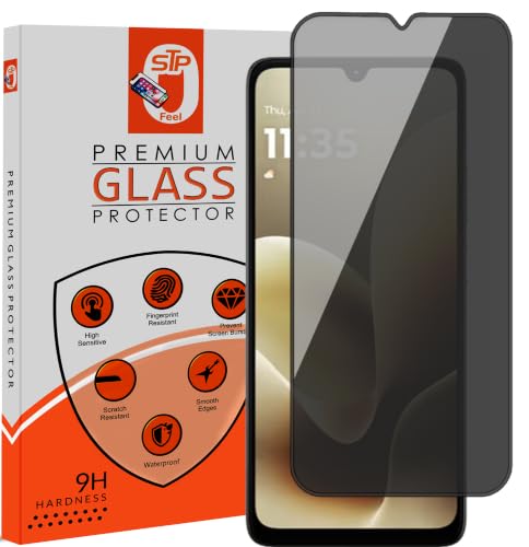 Image of STP FEEL Premium Grade Privacy Tempered Glass Screen Protector Guard Compatible For Motorola G06 Power (6.88 Inch, Pack of 1) Full Edge to Edge Coverage Anti-Spy /Anti-Peeping 9H Hardness