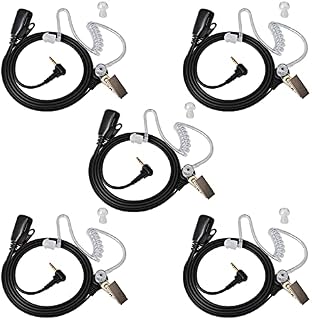 HYS Walkie Talkie Earpiece Compatible with Motorola TLKR-T60 T61 T62 T80 T81 T82 T-92 H2O T80 Extreme T82 Extreme, 2.5mm 1Pin, Security Headset with Mic (5 Pack)